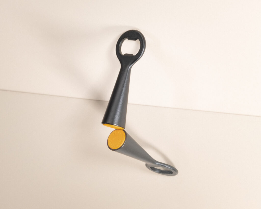 Stainless steel beer bottle opener coated with a PVD skin